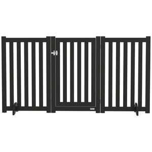 3-panel foldable dog gate with feet, black