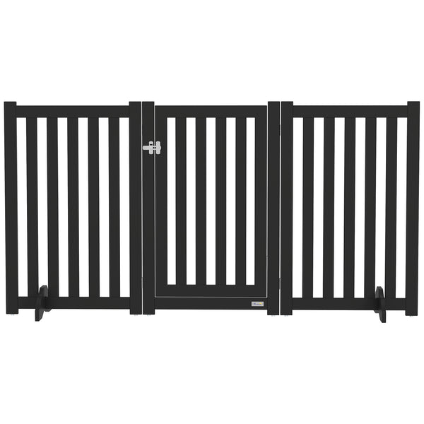 3-panel foldable dog gate with feet, black