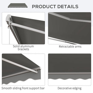13' x 10' Electric Retractable Patio Sun Shade with Remote Control, Light Gray
