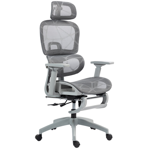 Mesh office chair with 3D armrests, grey