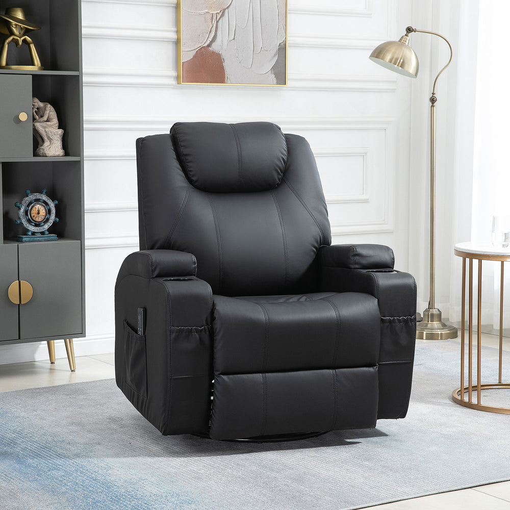 Massage Chair Recliner Rocker Swivel with 8 Vibration Points, Black