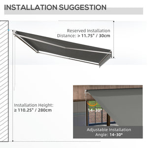 13' x 10' Electric Retractable Patio Sun Shade with Remote Control, Light Gray