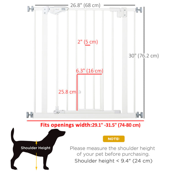 Extra Wide Pressure Fit Pet Gate with Cat Flap, White