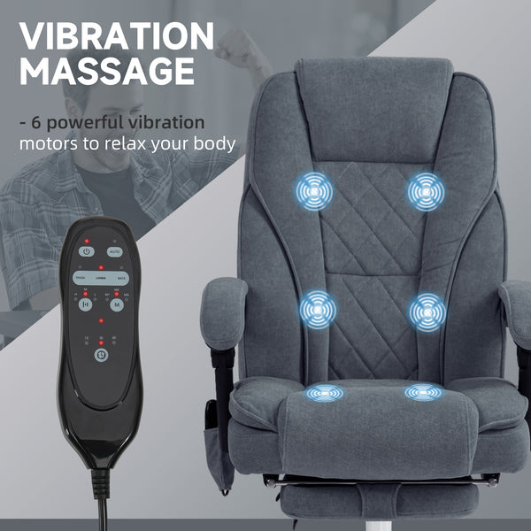 Massaging office chair with adjustable height and footrest, dark grey