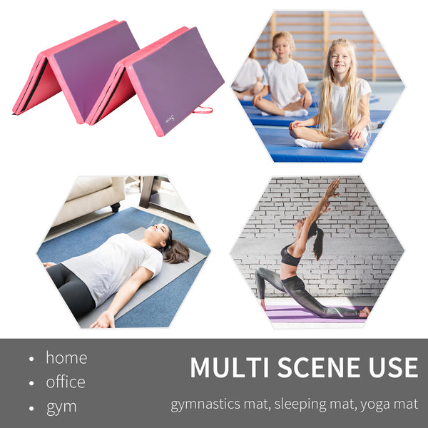 4'x6'x2'' Folding Gymnastics Mat with Carry Handles, Pink and Purple