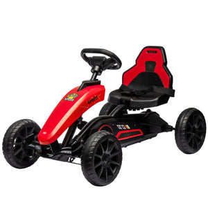 Kids Pedal Go-Kart, Adjustable Bucket, Hand Brake, Red