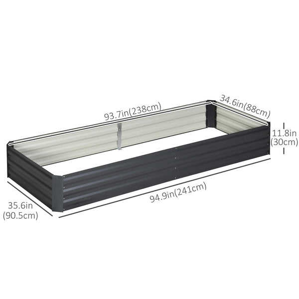 Galvanized raised planter, grey