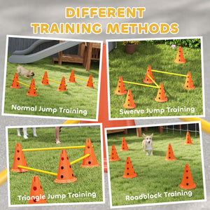 Set of agility cones and hurdles for dogs, orange
