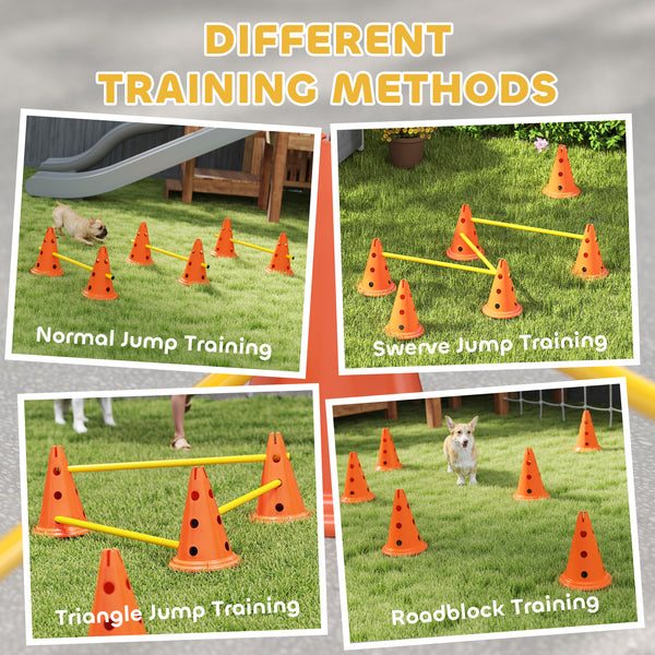 Set of agility cones and hurdles for dogs, orange