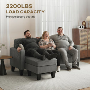 Sectional Sofa, L Shaped Couch, with Changeable Chaise or Ottoman, Dark Grey