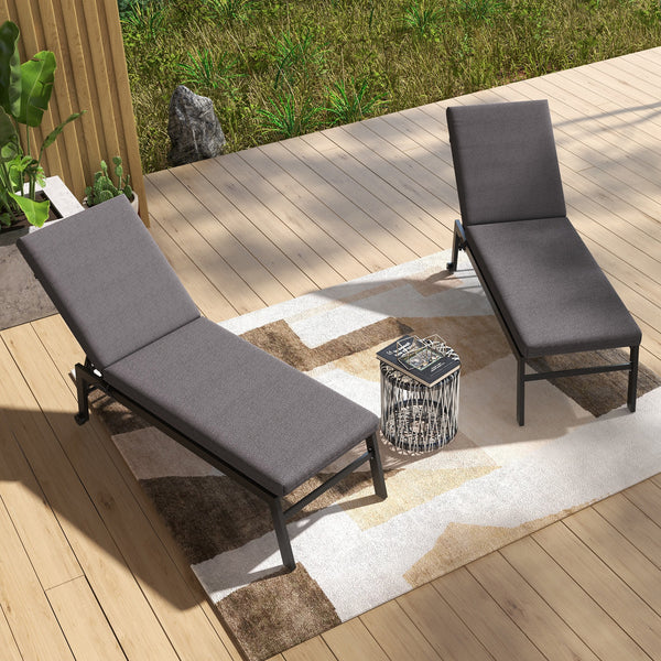 Set of 2 replacement cushions for sun loungers, grey
