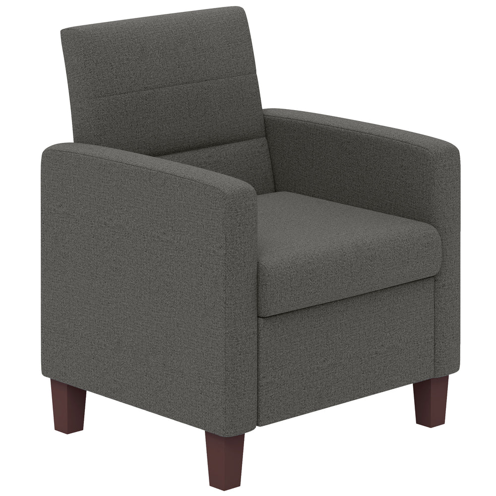 Fabric armchair with seat cushion and non-slip glides, dark grey