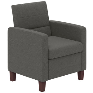 Fabric armchair with seat cushion and non-slip glides, dark grey