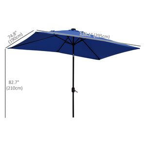9.7-foot parasol with 22 solar LED lights and tilt, dark blue 