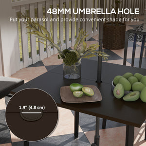 Garden table with parasol hole, brown