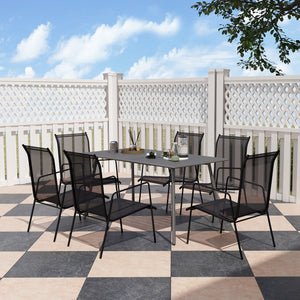 Rectangular dining table for 6 people with steel frame, gray