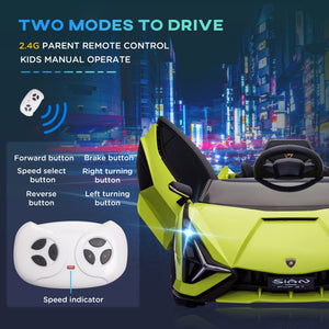 12V electric Lamborghini with parental remote control, green