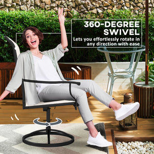 Set of 2 white outdoor swivel chairs