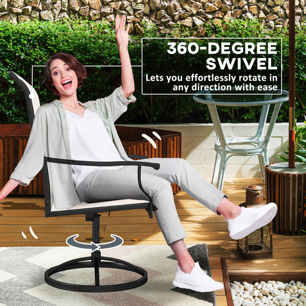 Set of 2 white outdoor swivel chairs