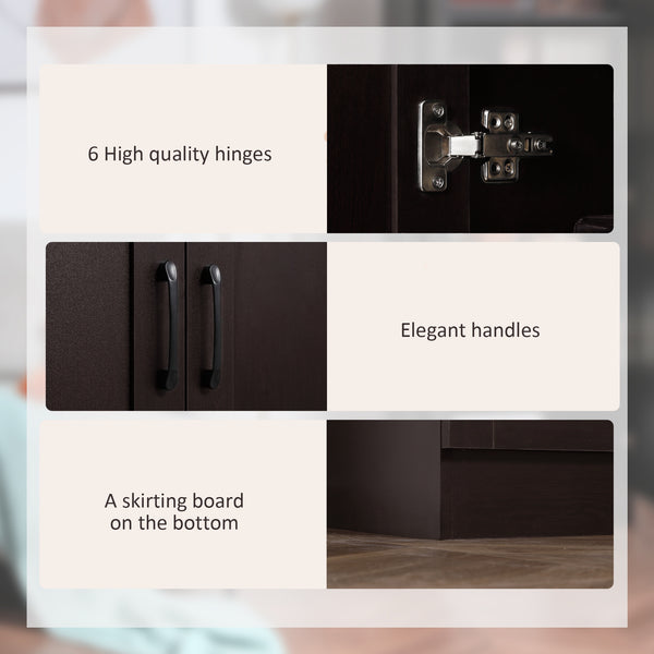 Storage unit with 2 soft-closing doors and 4 shelves, dark walnut