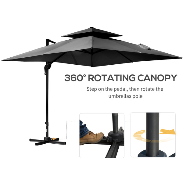 10-foot cantilever parasol with 5 adjustable tilt angles, protective cover, anthracite grey