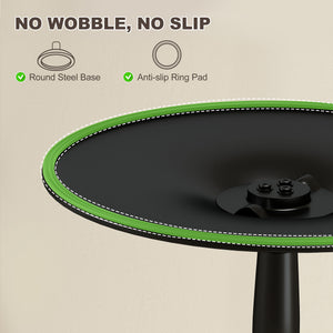 Round kitchen table for 2 people with wood veneer and steel base, natural color.