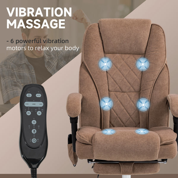 Massage office chair with adjustable height and footrest, brown