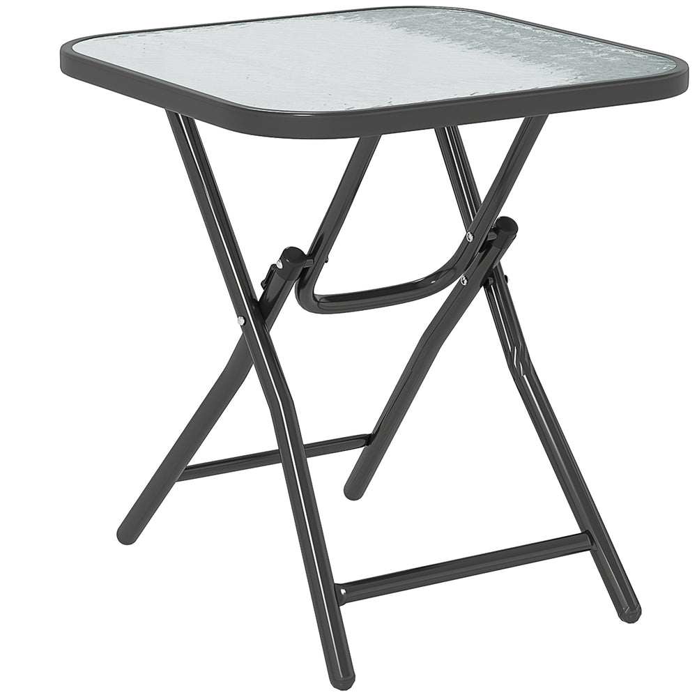 Patio Table, Folding Coffee Table with Tempered Glass Tabletop, Portable Bistro Table for Patio, Backyard