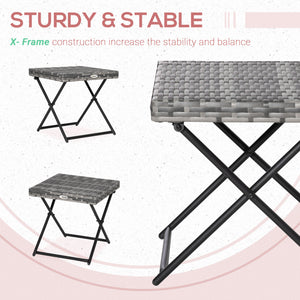 Folding rattan coffee table, grey