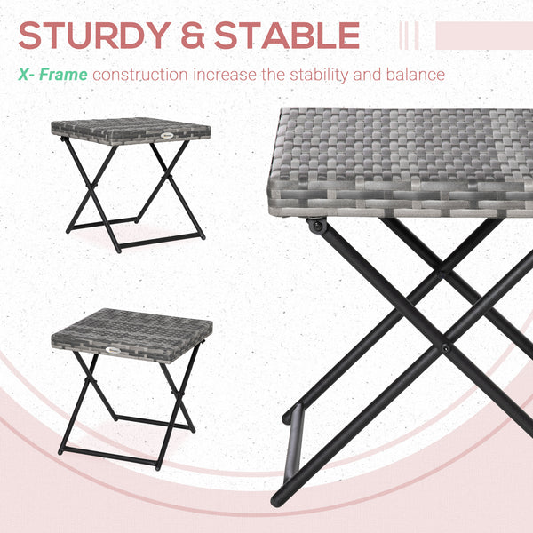 Folding rattan coffee table, grey