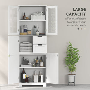 Tall bathroom storage cabinet with adjustable shelves, white