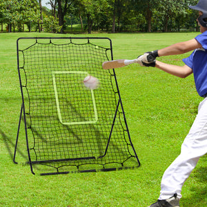 Rebound net with striking zone 