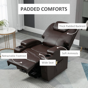 PU Leather Electric Lift Chair with Footrest and Cup Holder, Brown