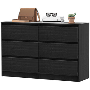 Large 6-drawer chest of drawers, for bedroom, living room or entryway, black.
