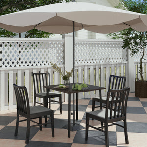 Garden table with parasol hole, brown