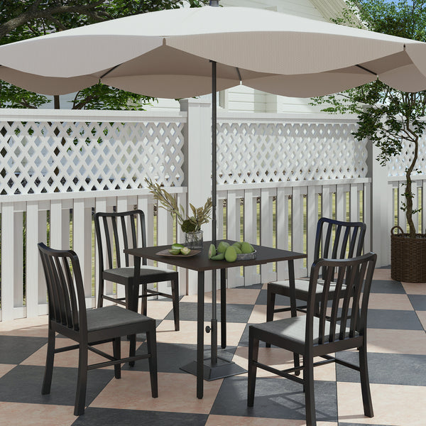 Garden table with parasol hole, brown