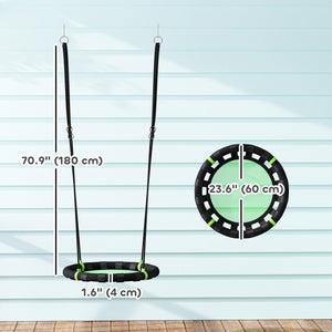 Saucer swing with adjustable suspension ropes, green