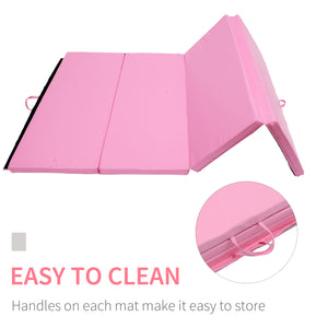 4'x6'x2'' Folding Gym Mat with Carry Handles, Pink