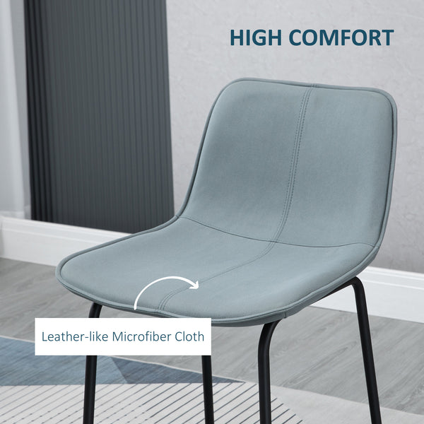 Set of 2 counter height upholstered bar stools with steel legs, light grey