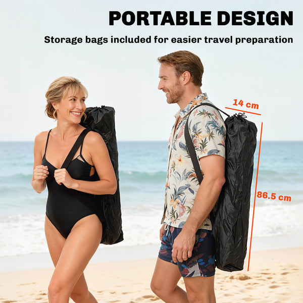 Set of 2 Reclining Camping Chairs with Footrests, Foldable with Headrest, Cup Holder, and Storage Bag, Orange