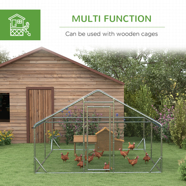 Large metal chicken coop with UV-resistant cover