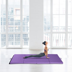 1.22m x 2.42m x 5cm Folding Gym Mat with Carry Handles, Purple