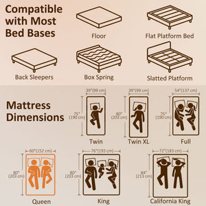 8-inch cooling memory foam queen mattress, lumbar support and medium-firm comfort – White and gray