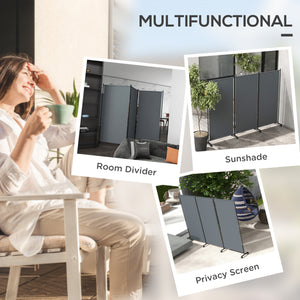 Folding screen with wheels, grey