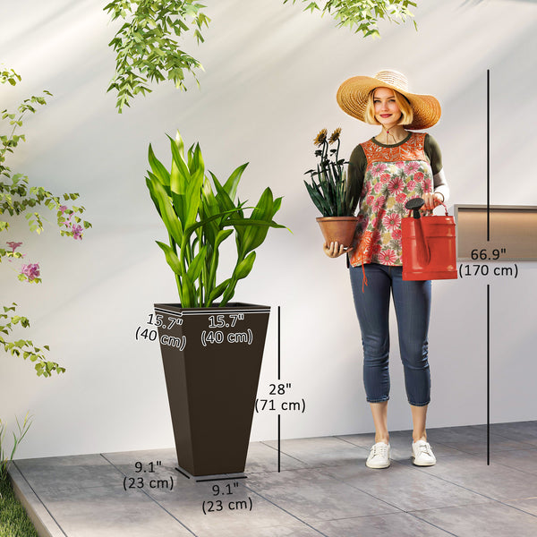 Set of 3 plastic garden planters, brown