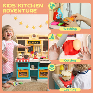 Qaba Kids Kitchen with Sounds, Lights and Accessories, Green