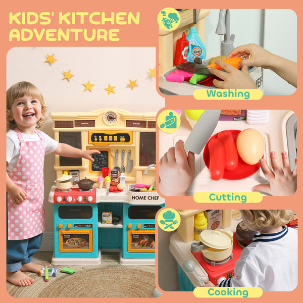 Qaba Kids Kitchen with Sounds, Lights and Accessories, Green