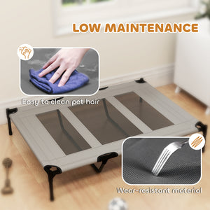 Elevated Dog Bed, Raised Dog Cot for XL Sized Dogs, Indoor & Outdoor, 48" x 36" x 9", Light Grey