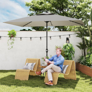 9.7-foot parasol with 22 solar LED lights and tilt function, light gray 