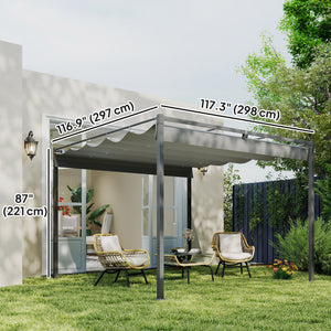 10 x 10 retractable pergola with magnetic fastening, grey